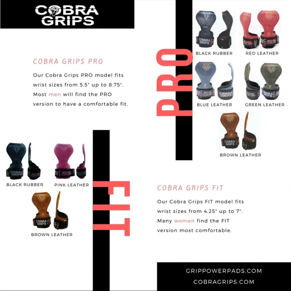 Black Cobra Grip PRO Weightlifting Straps Deadlift Power-lifting Pair